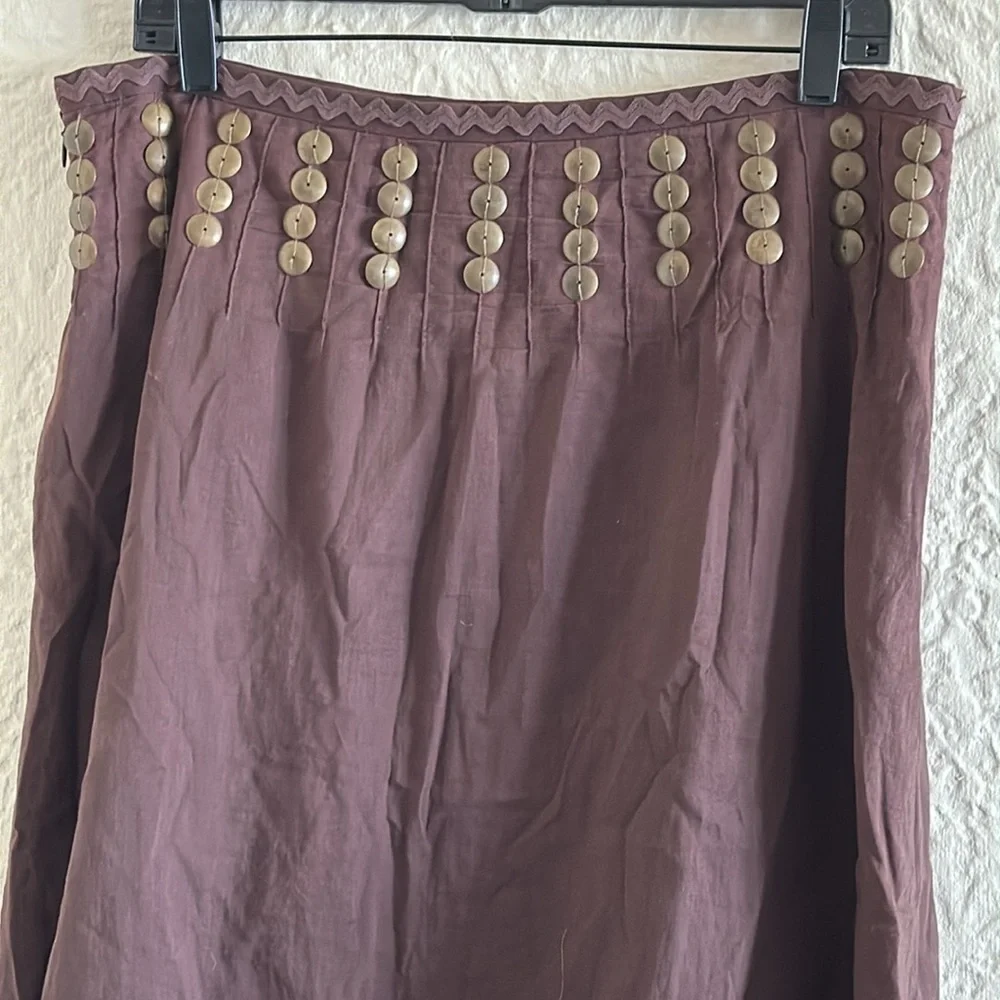 Tory Burch Brown Metal Embellishments A-Line Skirt 12